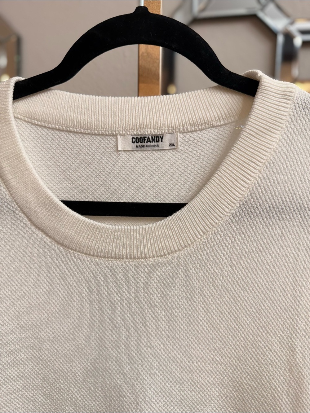 Coofandy Men's Cream Crewneck Knit Sweater - Picture 1 of 3